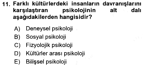 Davranış Bilimlerine Giriş 2017-2018 Dönem Sonu Sınavı - 11. soru