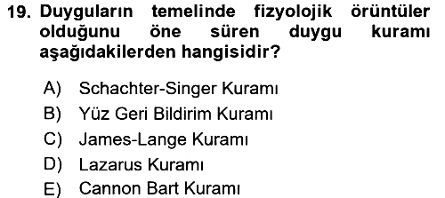Davranış Bilimlerine Giriş 2017-2018 Dönem Sonu Sınavı - 19. soru