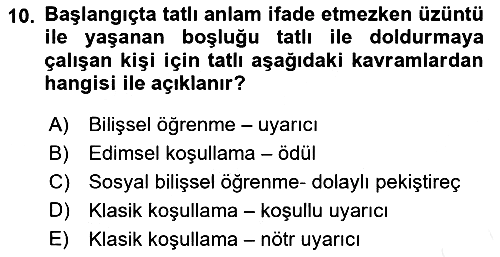 Davranış Bilimlerine Giriş 2018-2019 Dönem Sonu Sınavı - 10. soru