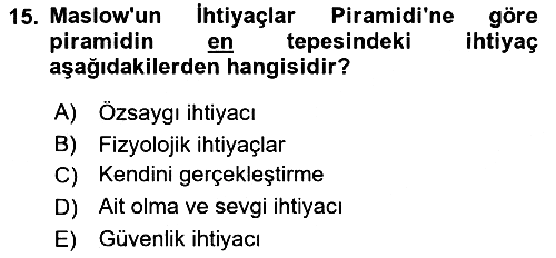Davranış Bilimlerine Giriş 2022-2023 Dönem Sonu Sınavı - 15. soru