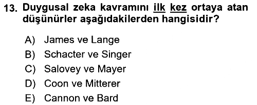 Davranış Bilimlerine Giriş 2025-2026 Dönem Sonu Sınavı - 13. soru