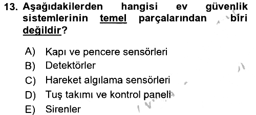 Ev Teknolojisi 2016-2017 3 Ders Sınavı - 13. soru