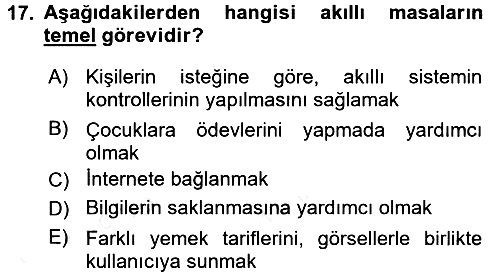 Ev Teknolojisi 2017-2018 3 Ders Sınavı - 17. soru