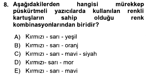 Ev Teknolojisi 2018-2019 3 Ders Sınavı - 8. soru
