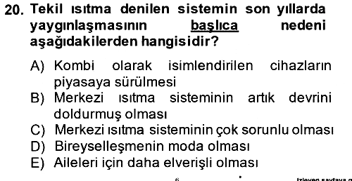 Ev Teknolojisi 2014-2015 Ara Sınav - 20. soru