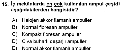 Ev Teknolojisi 2016-2017 Ara Sınav - 15. soru