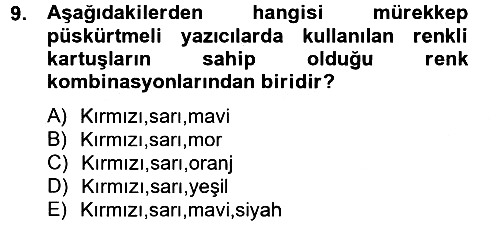 Ev Teknolojisi 2012-2013 Dönem Sonu Sınavı - 9. soru