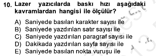 Ev Teknolojisi 2012-2013 Dönem Sonu Sınavı - 10. soru