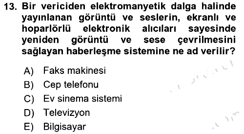 Ev Teknolojisi 2015-2016 Dönem Sonu Sınavı - 13. soru