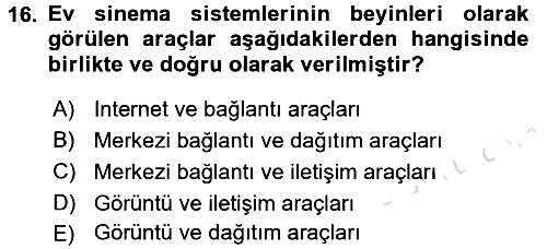 Ev Teknolojisi 2016-2017 Dönem Sonu Sınavı - 16. soru