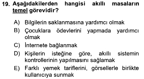 Ev Teknolojisi 2016-2017 Dönem Sonu Sınavı - 19. soru