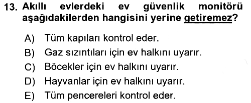 Ev Teknolojisi 2017-2018 Dönem Sonu Sınavı - 13. soru