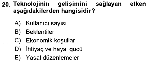 Ev Teknolojisi 2017-2018 Dönem Sonu Sınavı - 20. soru