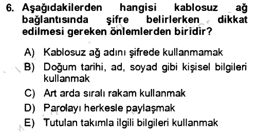 Ev Teknolojisi 2023-2024 Dönem Sonu Sınavı - 6. soru