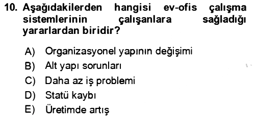Ev Teknolojisi 2023-2024 Dönem Sonu Sınavı - 10. soru