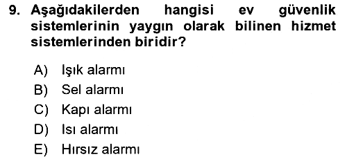 Ev Teknolojisi 2024-2025 Dönem Sonu Sınavı - 9. soru