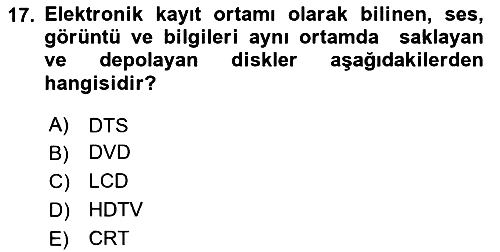 Ev Teknolojisi 2024-2025 Dönem Sonu Sınavı - 17. soru