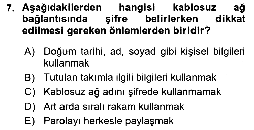 Ev Teknolojisi 2025-2026 Dönem Sonu Sınavı - 7. soru