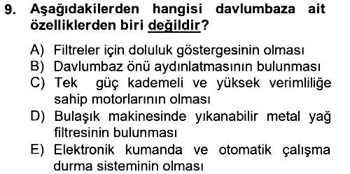 Ev Teknolojisi 2013-2014 Tek Ders Sınavı - 9. soru