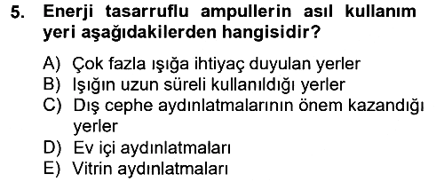 Ev Teknolojisi 2014-2015 Tek Ders Sınavı - 5. soru