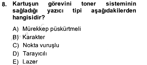 Ev Teknolojisi 2014-2015 Tek Ders Sınavı - 8. soru