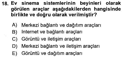 Ev Teknolojisi 2015-2016 Tek Ders Sınavı - 18. soru