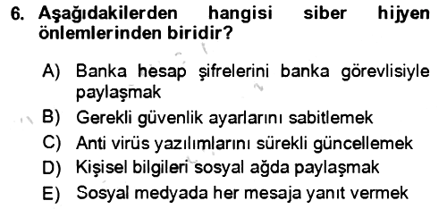 Ev Teknolojisi 2022-2023 Yaz Okulu Sınavı - 6. soru