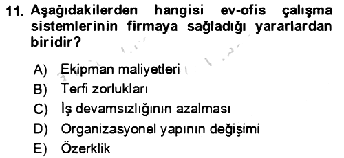 Ev Teknolojisi 2022-2023 Yaz Okulu Sınavı - 11. soru