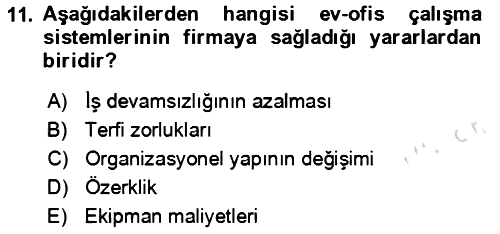 Ev Teknolojisi 2023-2024 Yaz Okulu Sınavı - 11. soru