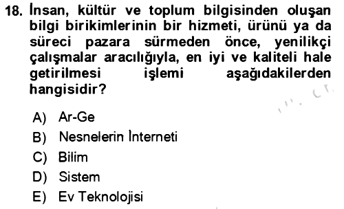 Ev Teknolojisi 2023-2024 Yaz Okulu Sınavı - 18. soru