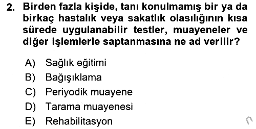 Sağlıklı Yaşam 2016-2017 3 Ders Sınavı - 2. soru