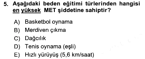 Sağlıklı Yaşam 2017-2018 3 Ders Sınavı - 5. soru
