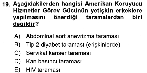 Sağlıklı Yaşam 2017-2018 3 Ders Sınavı - 19. soru