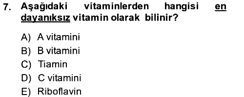 Sağlıklı Yaşam 2014-2015 Ara Sınav - 7. soru