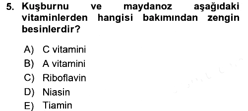 Sağlıklı Yaşam 2017-2018 Ara Sınav - 5. soru