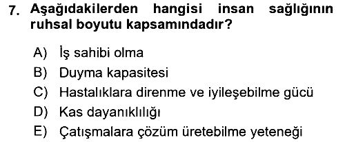 Sağlıklı Yaşam 2017-2018 Ara Sınav - 7. soru