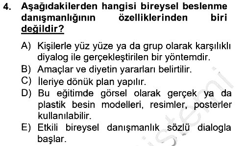 Sağlıklı Yaşam 2012-2013 Dönem Sonu Sınavı - 4. soru