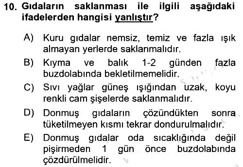 Sağlıklı Yaşam 2015-2016 Dönem Sonu Sınavı - 10. soru