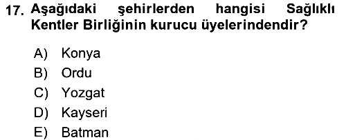 Sağlıklı Yaşam 2016-2017 Dönem Sonu Sınavı - 17. soru