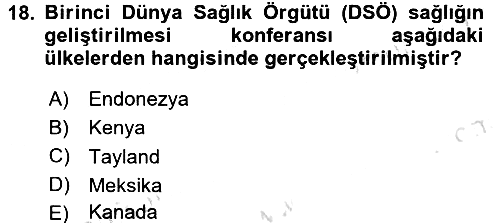 Sağlıklı Yaşam 2016-2017 Dönem Sonu Sınavı - 18. soru