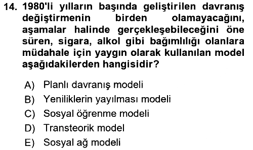 Sağlıklı Yaşam 2017-2018 Dönem Sonu Sınavı - 14. soru