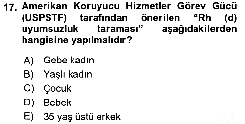 Sağlıklı Yaşam 2017-2018 Dönem Sonu Sınavı - 17. soru