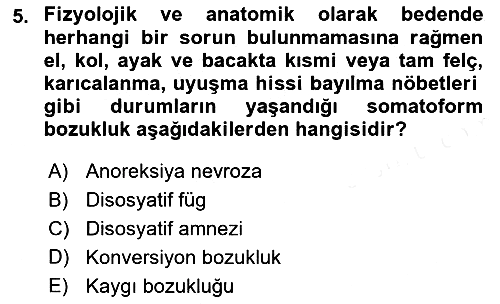 Sağlıklı Yaşam 2018-2019 Dönem Sonu Sınavı - 5. soru