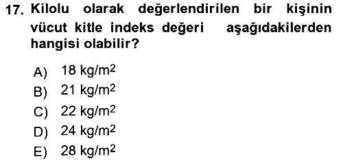 Sağlıklı Yaşam 2015-2016 Tek Ders Sınavı - 17. soru