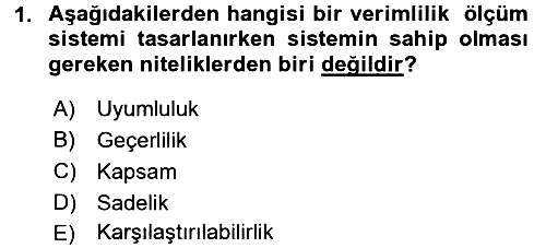 Verimlilik Yönetimi 2016-2017 3 Ders Sınavı - 1. soru