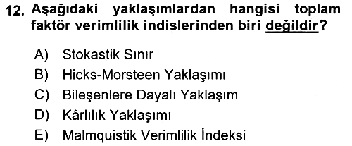 Verimlilik Yönetimi 2016-2017 Ara Sınav - 12. soru