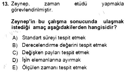 Verimlilik Yönetimi 2021-2022 Ara Sınav - 13. soru