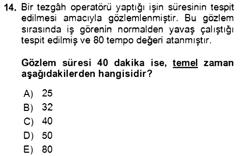 Verimlilik Yönetimi 2021-2022 Ara Sınav - 14. soru