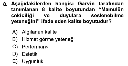 Verimlilik Yönetimi 2023-2024 Ara Sınav - 8. soru