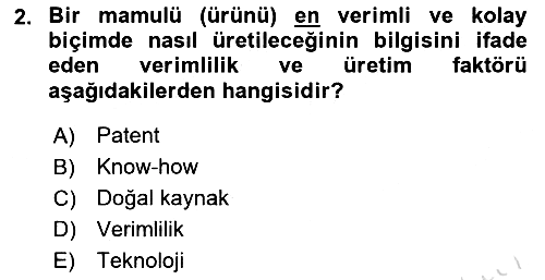 Verimlilik Yönetimi 2024-2025 Ara Sınav - 2. soru